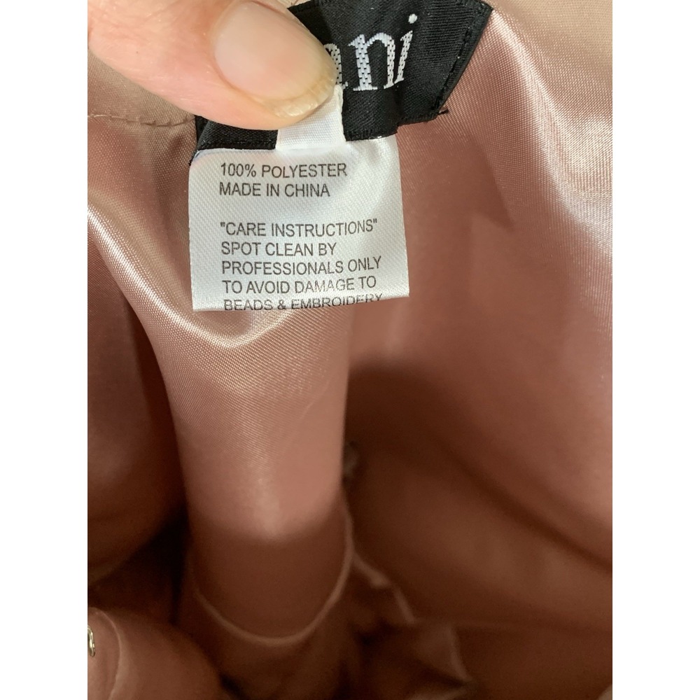 Jovani Asymmetrical Feathered Mini Dress in Cream and Brown - Picture 4 of 12